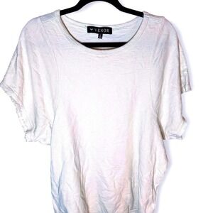 Venor Mens White Textured Knit Short Sleeve Crew Neck Phoenix Logo Tee Large